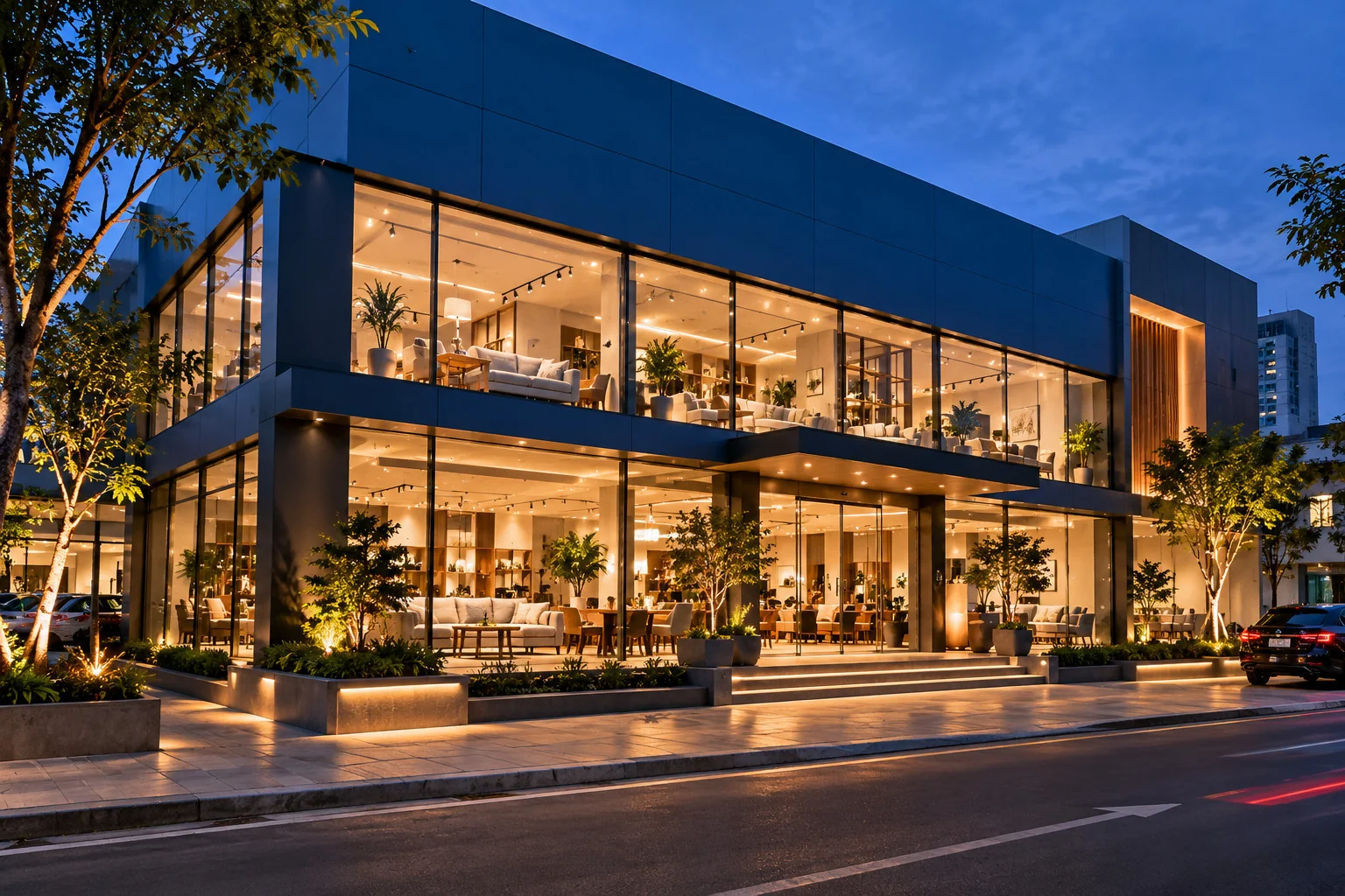 Showroom Informa Surabaya pada malam hari